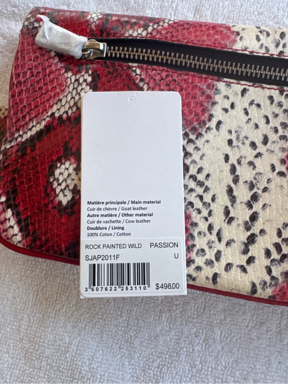 Zadig & Voltaire Rock Painted Wild Passion Leather Bag NWT